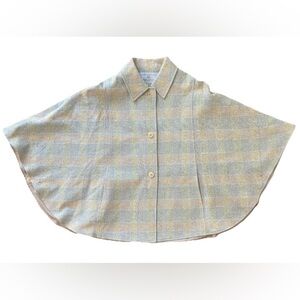 Moriartys Of Ireland Button Jacket Cardigan Cape Yellow Blue Plaid